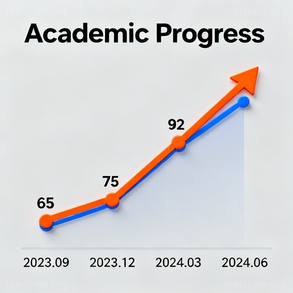 Remarkable progress chart showing a noticeable and sharp improvement in grades.