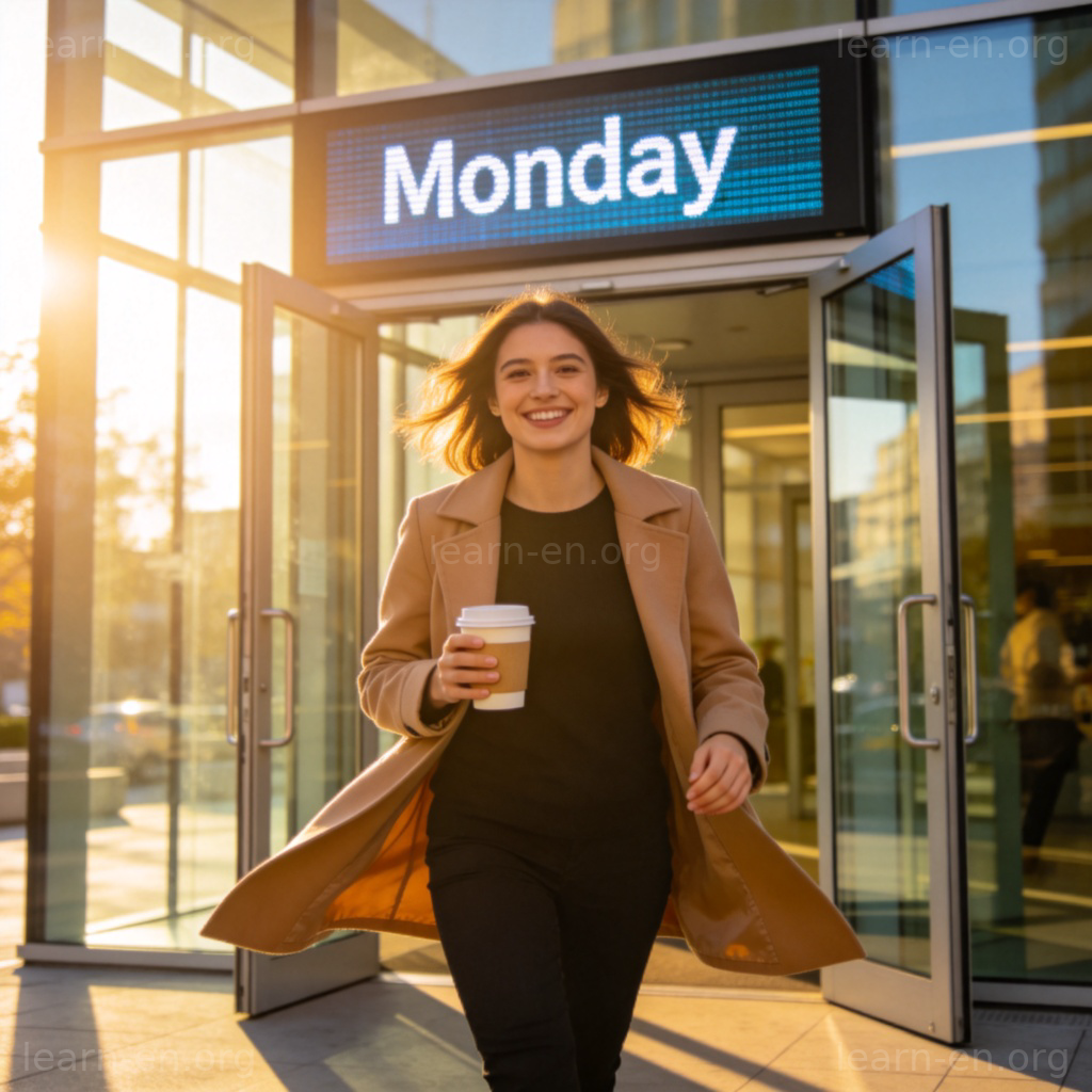 report back to work 图解：员工手持咖啡微笑走入办公室返岗场景