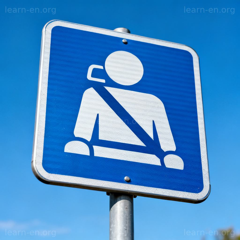 Mandatory seatbelt sign, illustrating require as demand