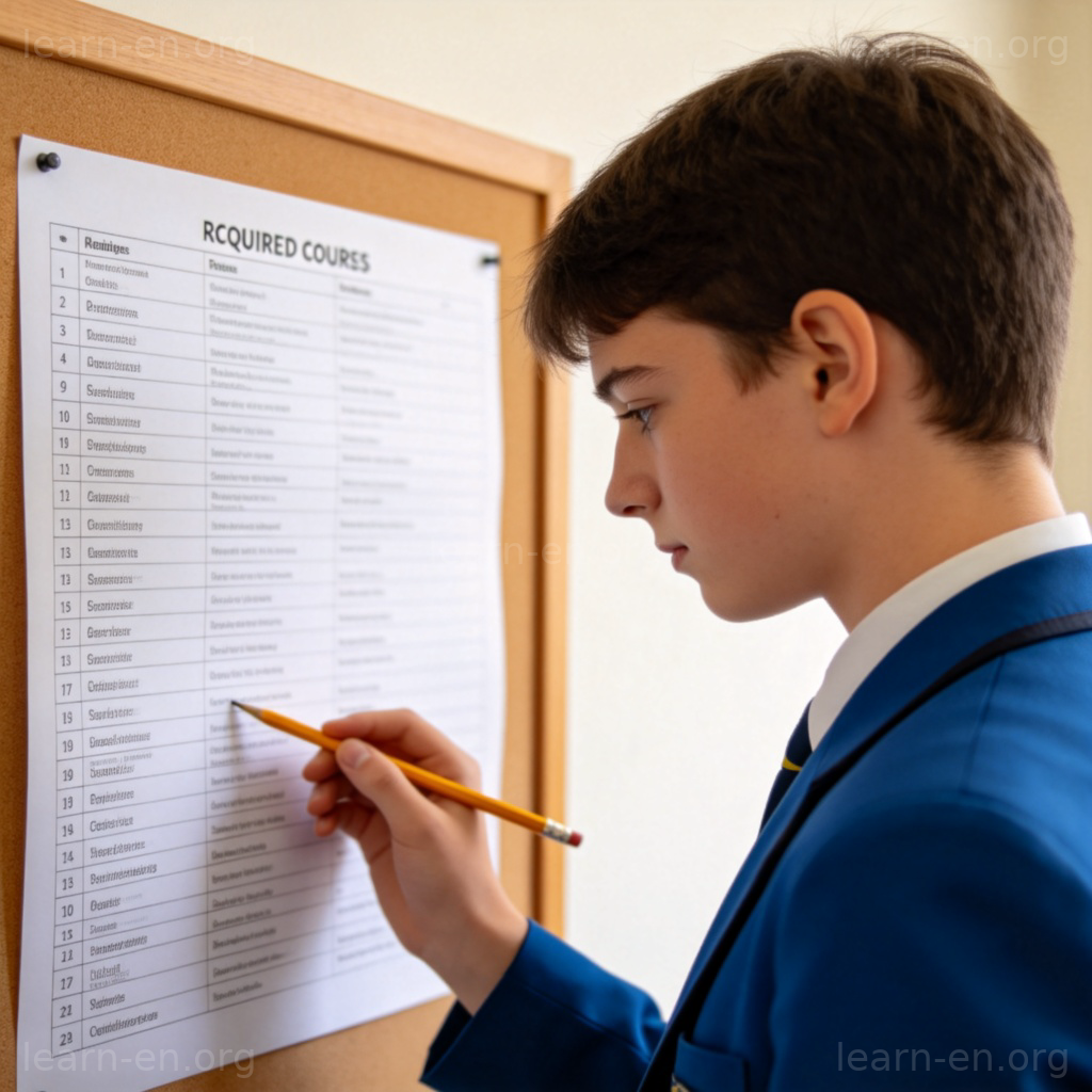 Required Course 图解：学生在公告栏查看必修课列表