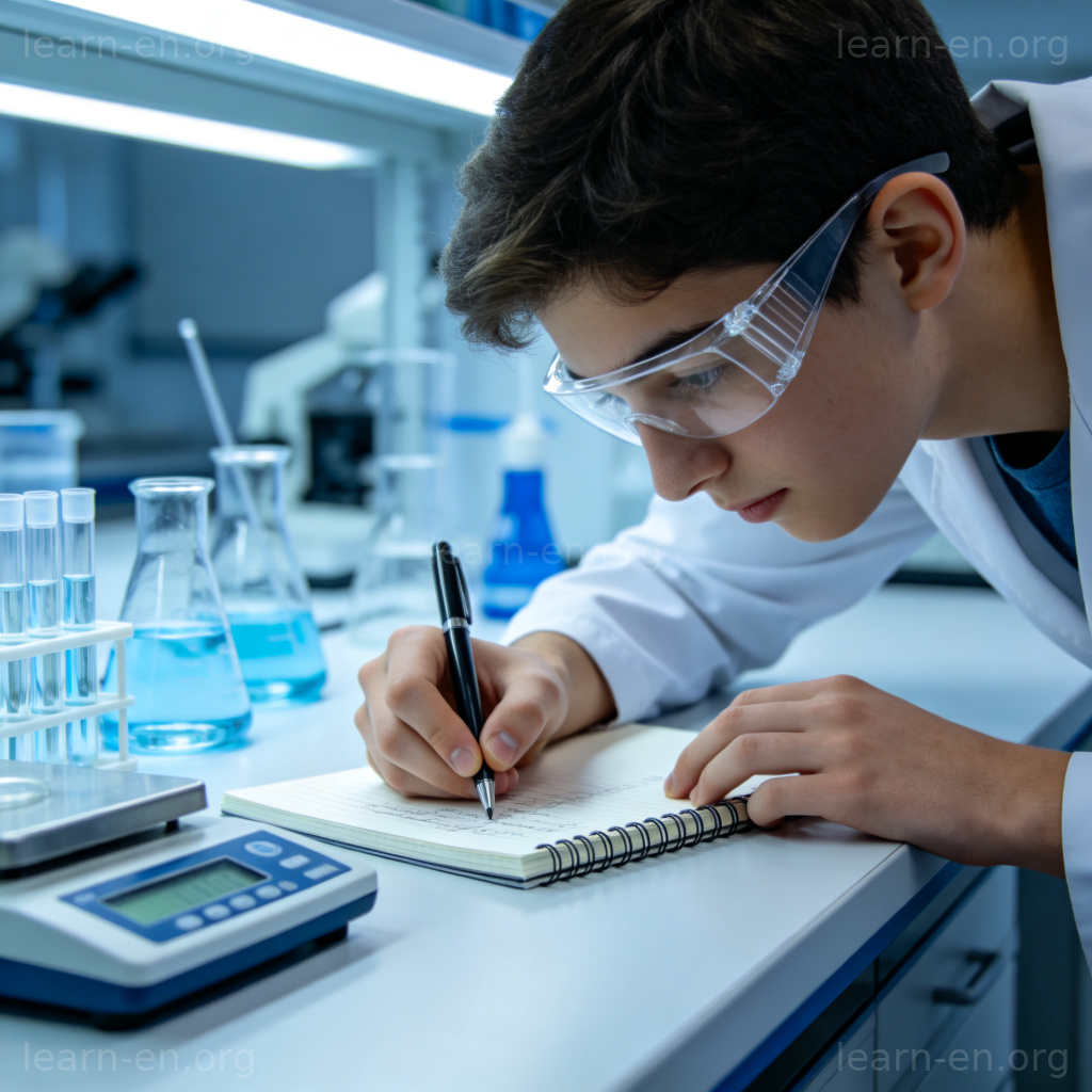 Assistant de recherche en laboratoire notant des données scientifiques