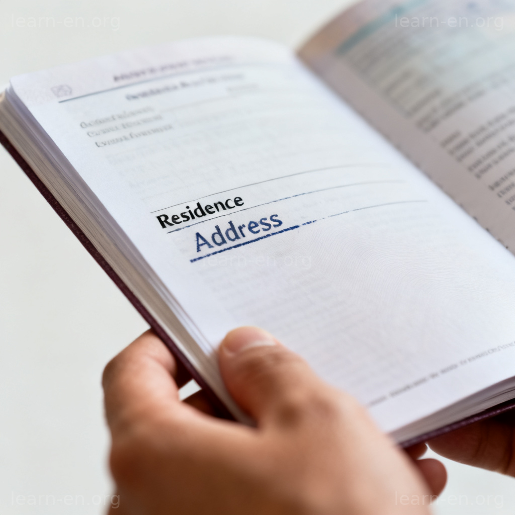 Official residence address on passport document