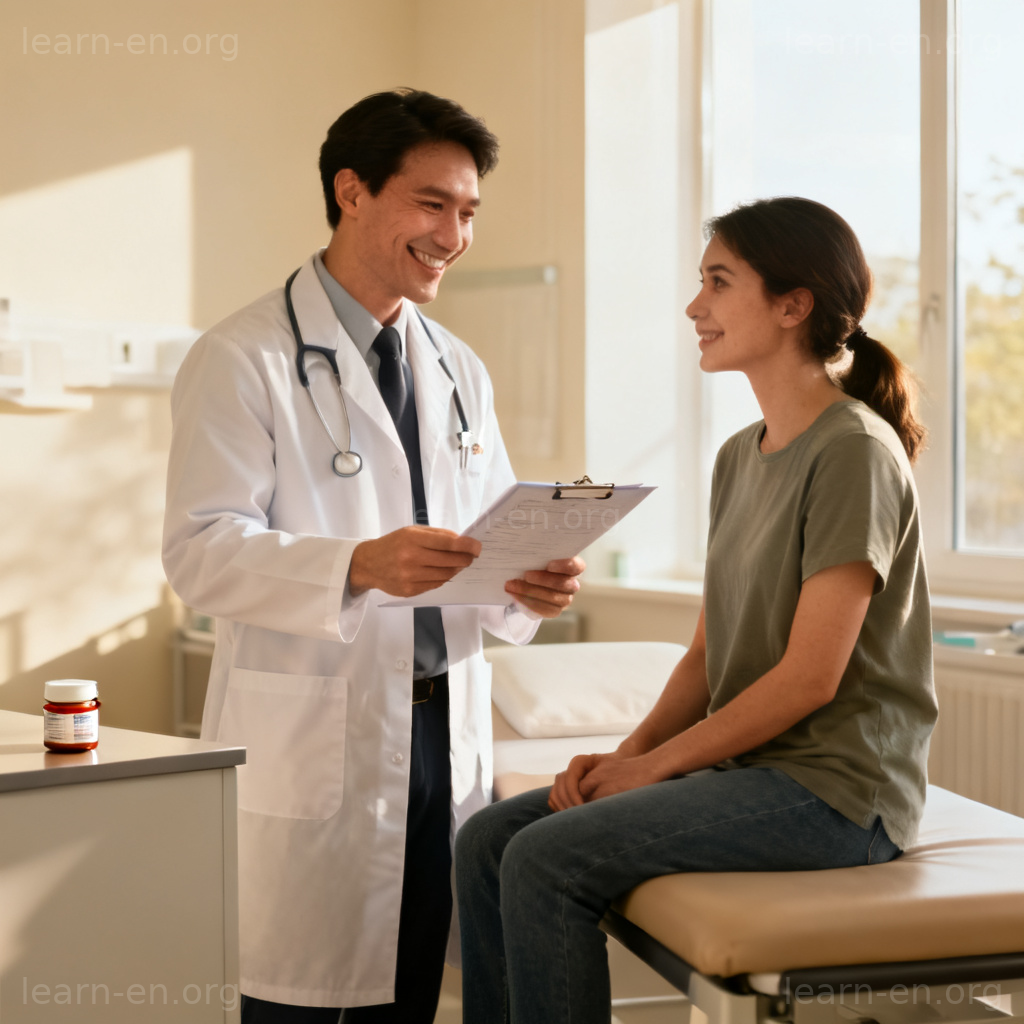 Doctor and patient showing positive response to medical treatment.