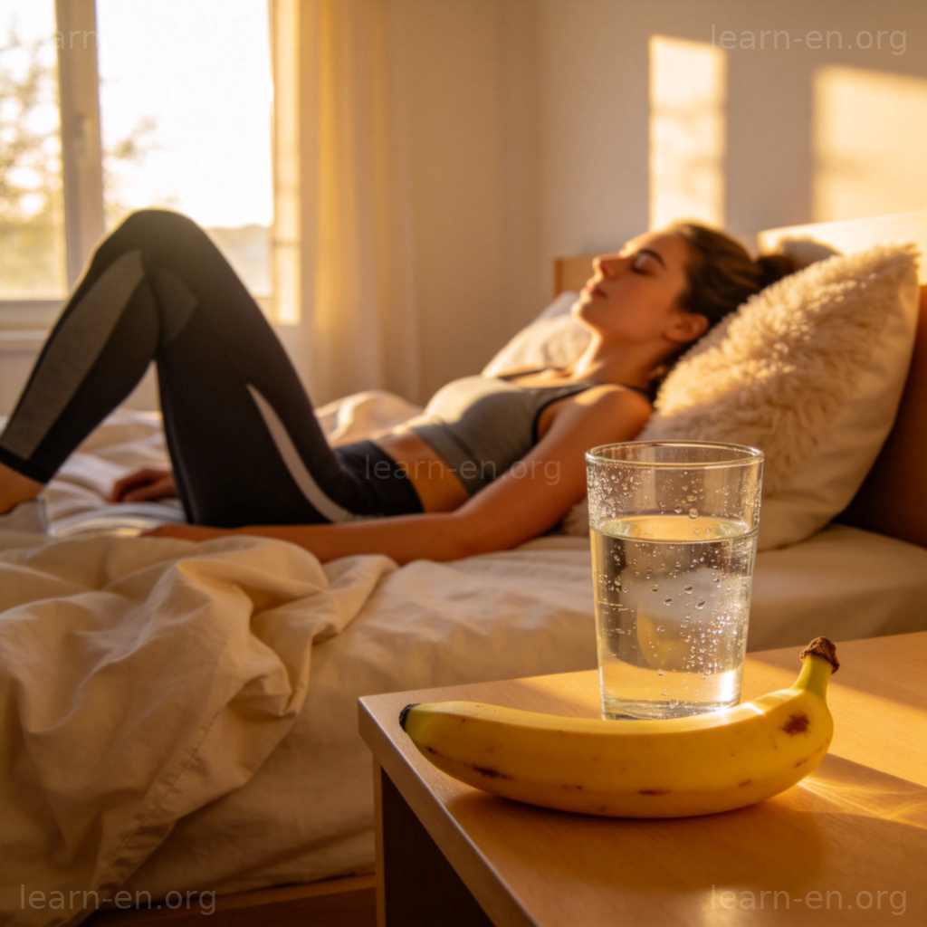 Rest and recovery scene with runner relaxing in bed