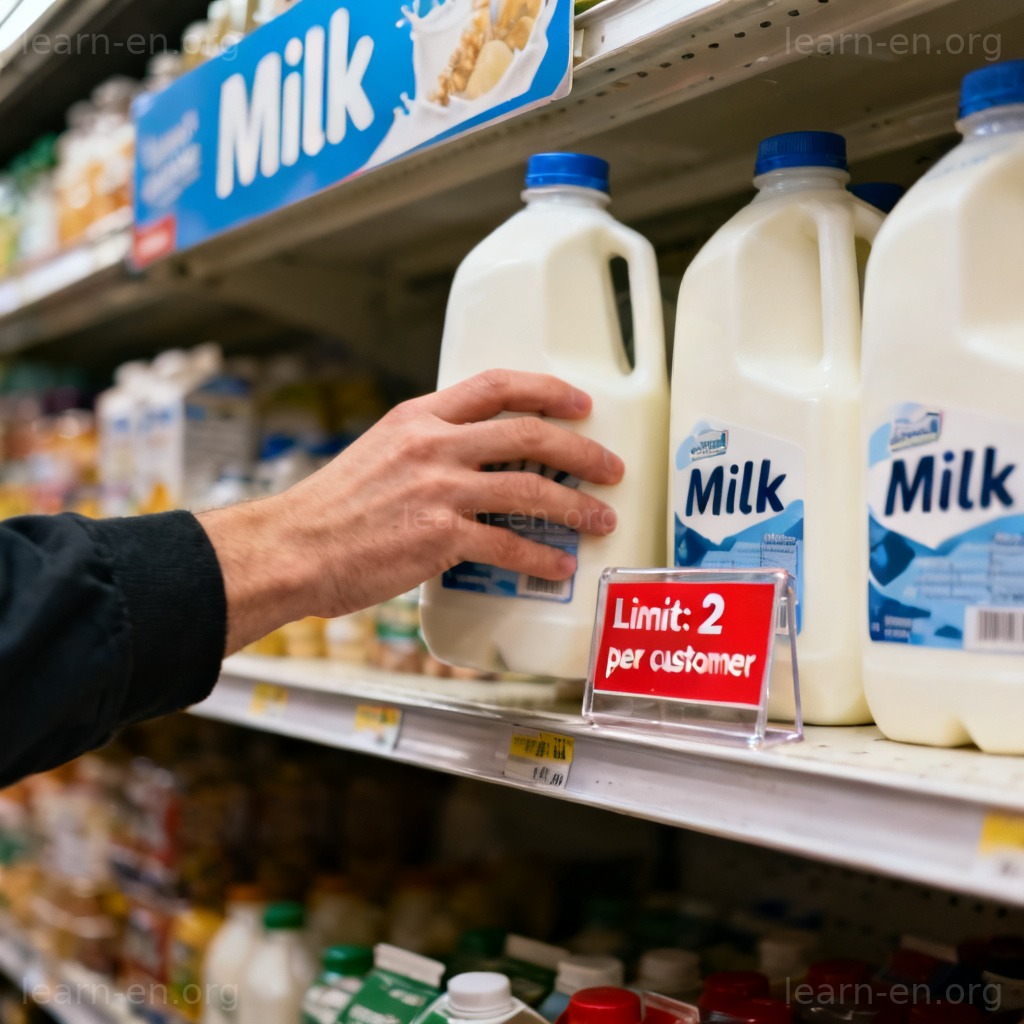 Restriction example showing supermarket purchase limit per customer