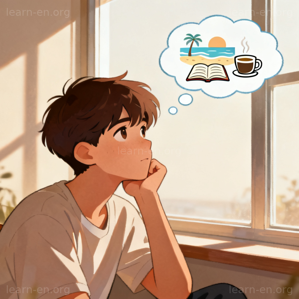 Conceptual image of a person daydreaming, with a thought bubble showing wandering thoughts.