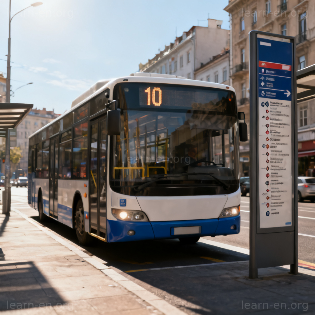 Fixed bus route example with a city bus displaying its route number