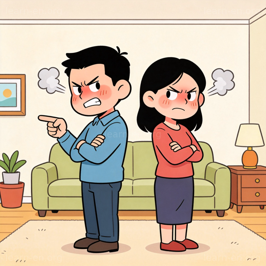 row 争吵场景图解：两人背对背生气的卡通画面