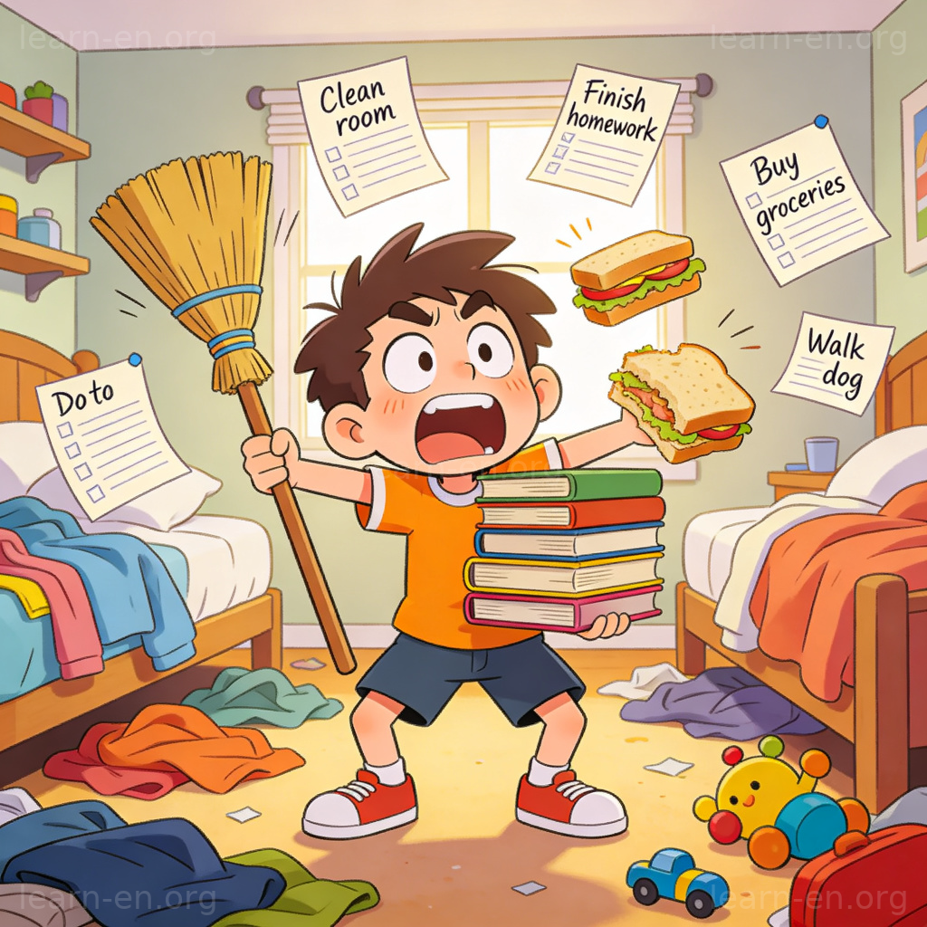 Running around like a chicken with its head cut off 俚语图解：慌乱无序场景