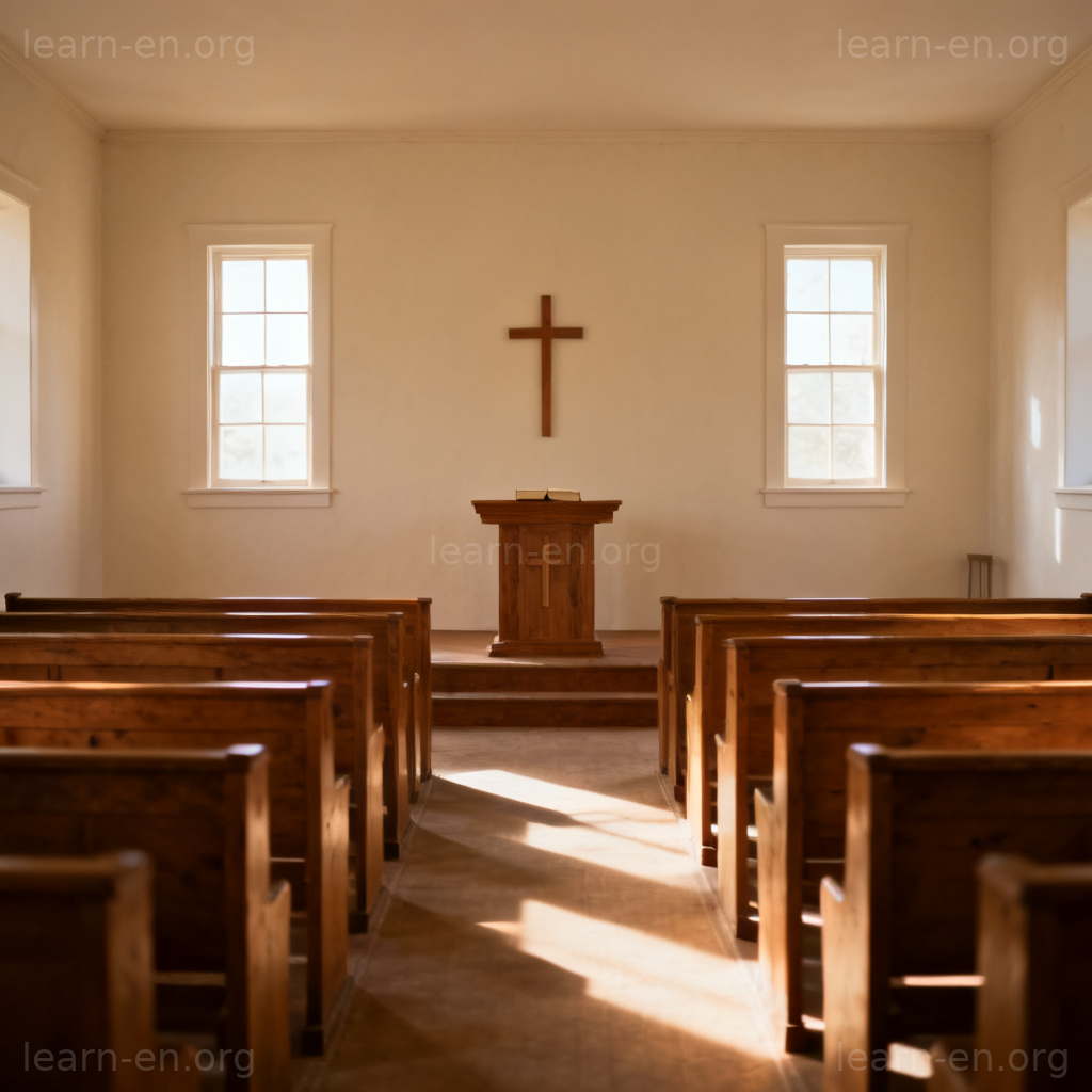 Sanctuary as a holy place: the quiet altar area inside a small church.