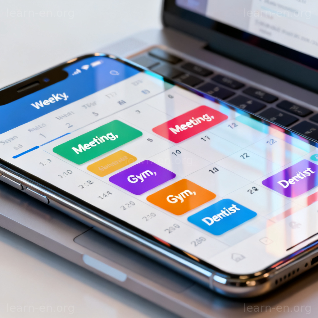 Scheduling concept shown as a digital weekly planner with appointments