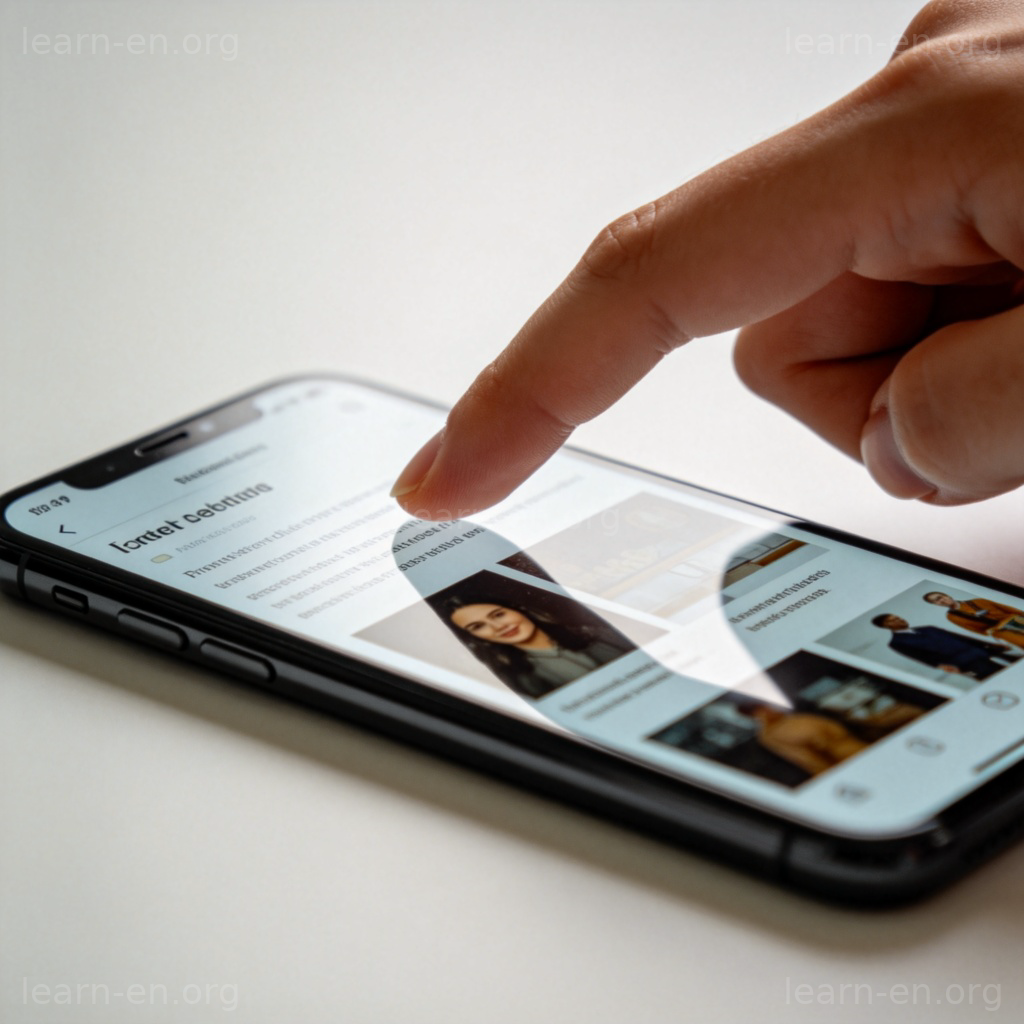 Scroll down 图解：手指在手机屏幕上向上滑动