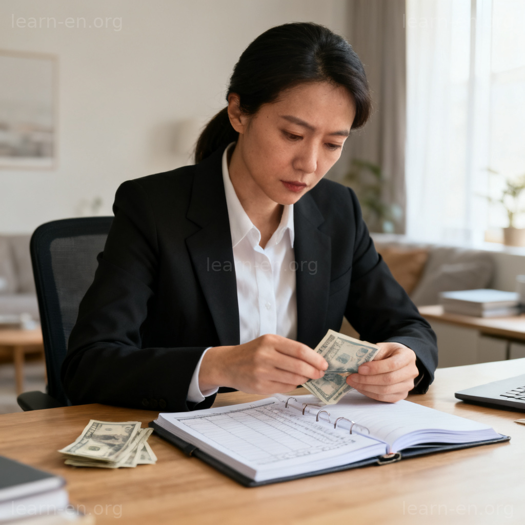 Scrupulous moral principle shown by a person carefully counting money with integrity.