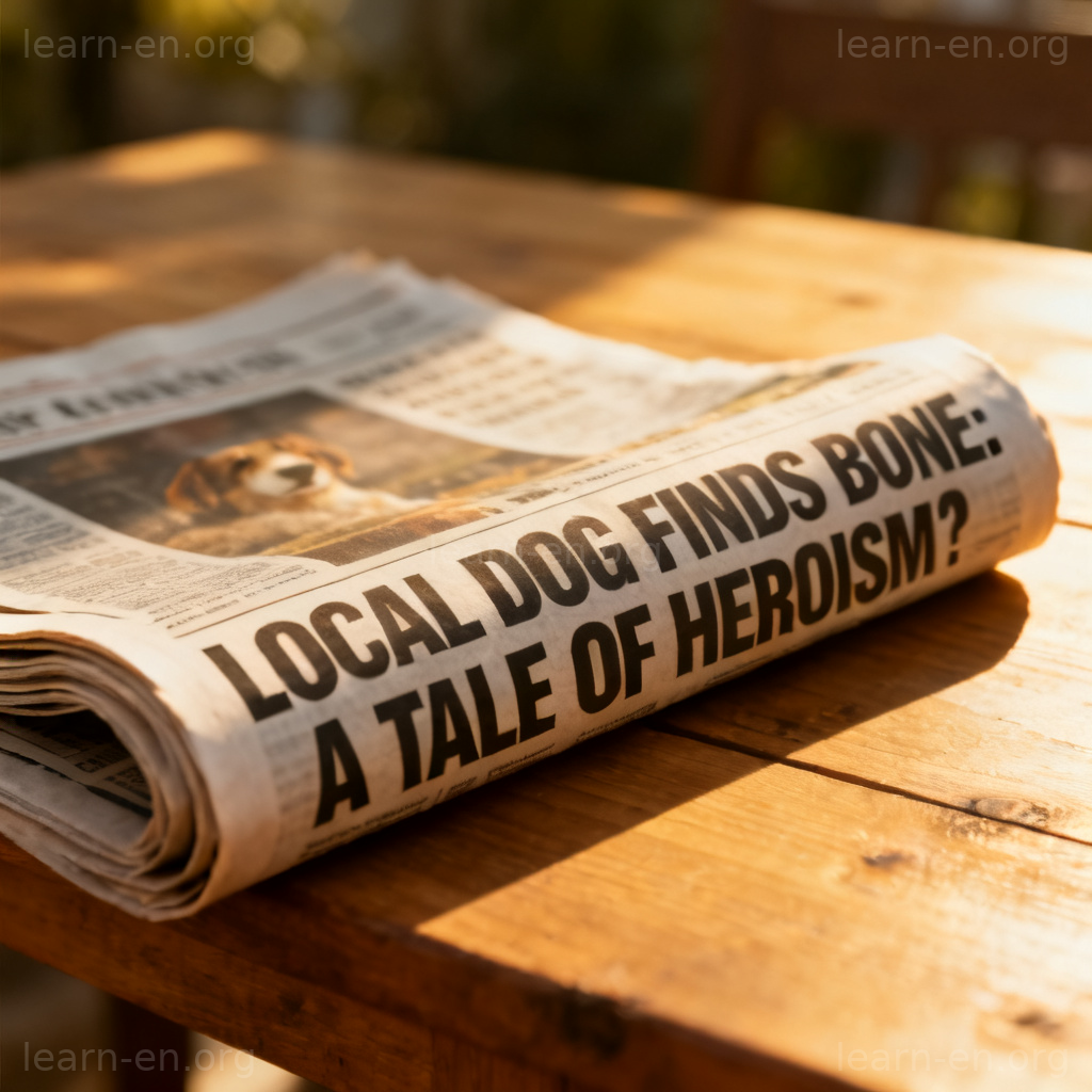 Sensational media style shown by an exaggerated newspaper headline on a table.