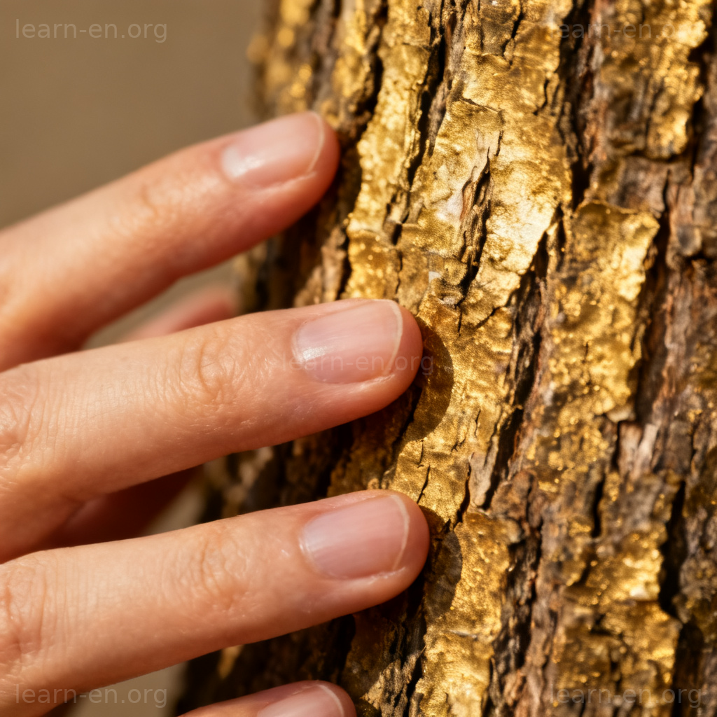 Sensible touch feeling rough tree bark texture