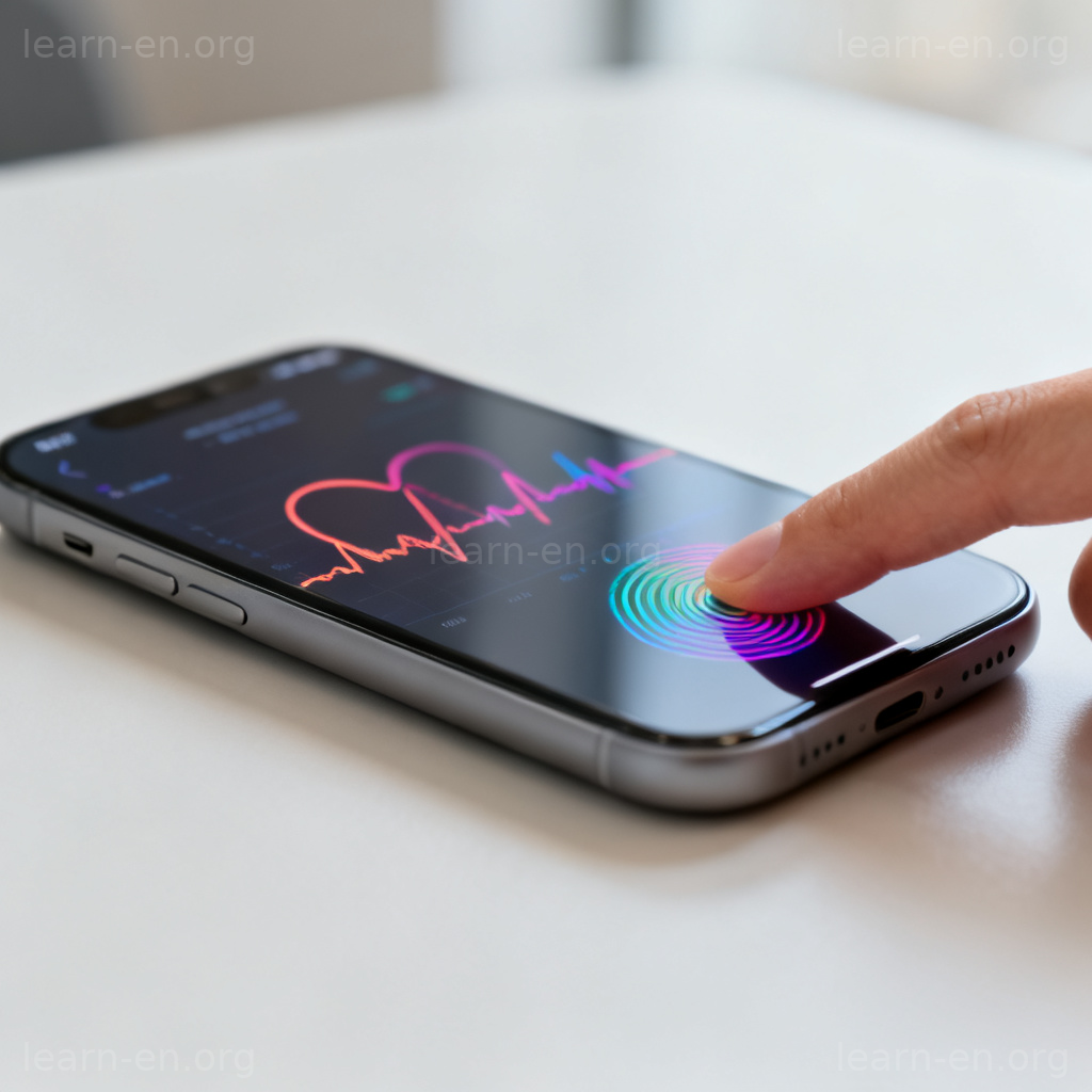 Sensory technology example: smartphone biometric sensor measuring heart rate.