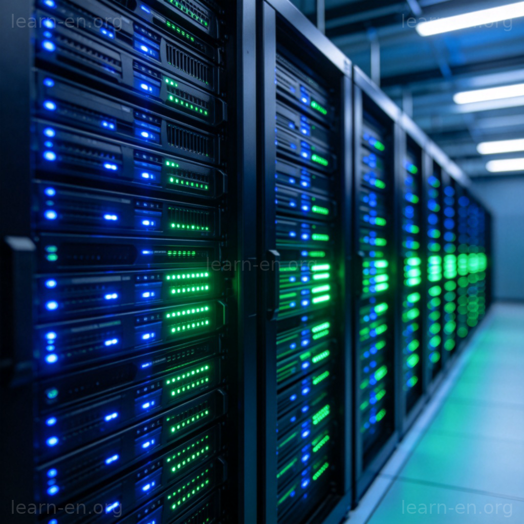 server服务器图解：现代数据中心整齐排列的服务器机柜