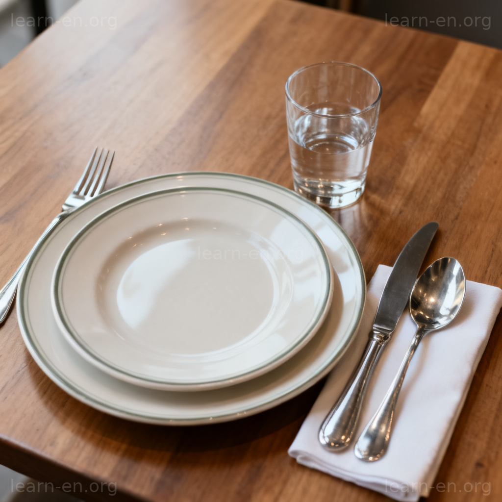 Setting as a place setting diagram showing complete dinnerware arrangement for one person