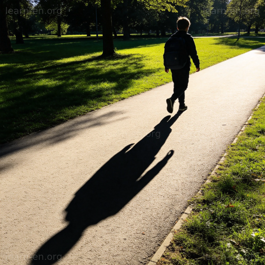 shadow 影子图解：阳光下儿童与清晰身影的对比场景