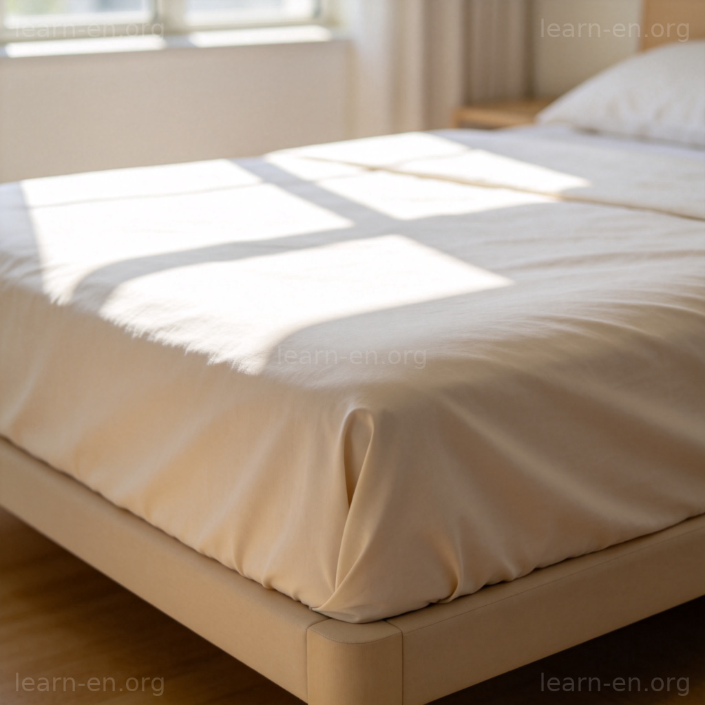 sheet 床单图解：整洁床铺上的浅色床单特写