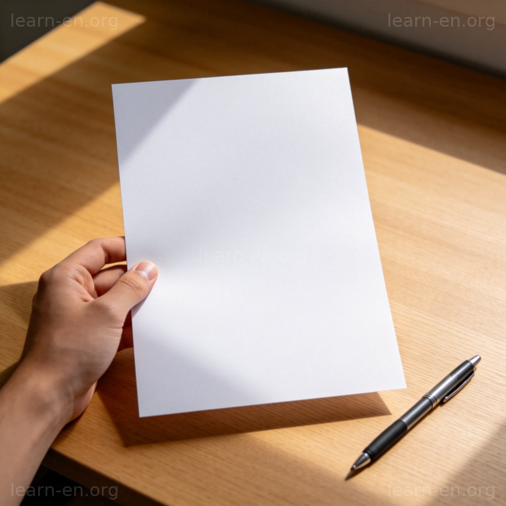 sheet 纸张图解：手持一张白色A4纸准备书写