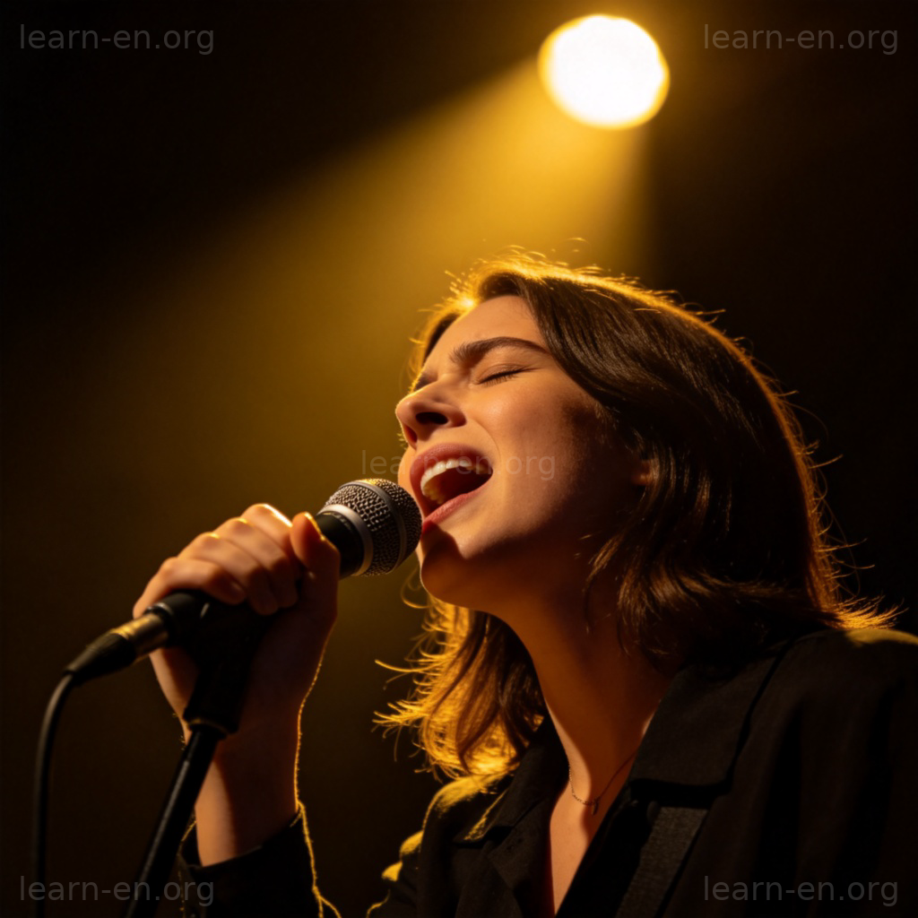 shine 出众含义图解：聚光灯下的歌手闪耀舞台