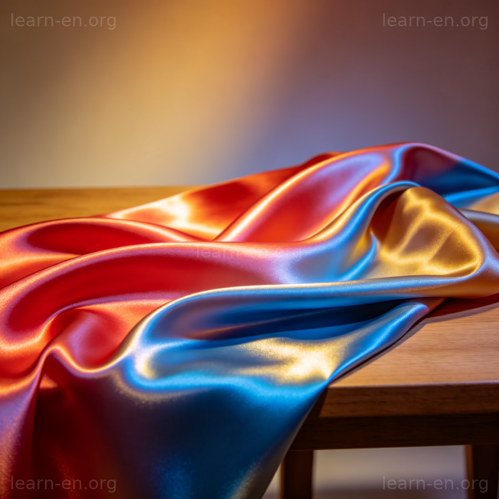Shiny silk fabric draped elegantly on a table