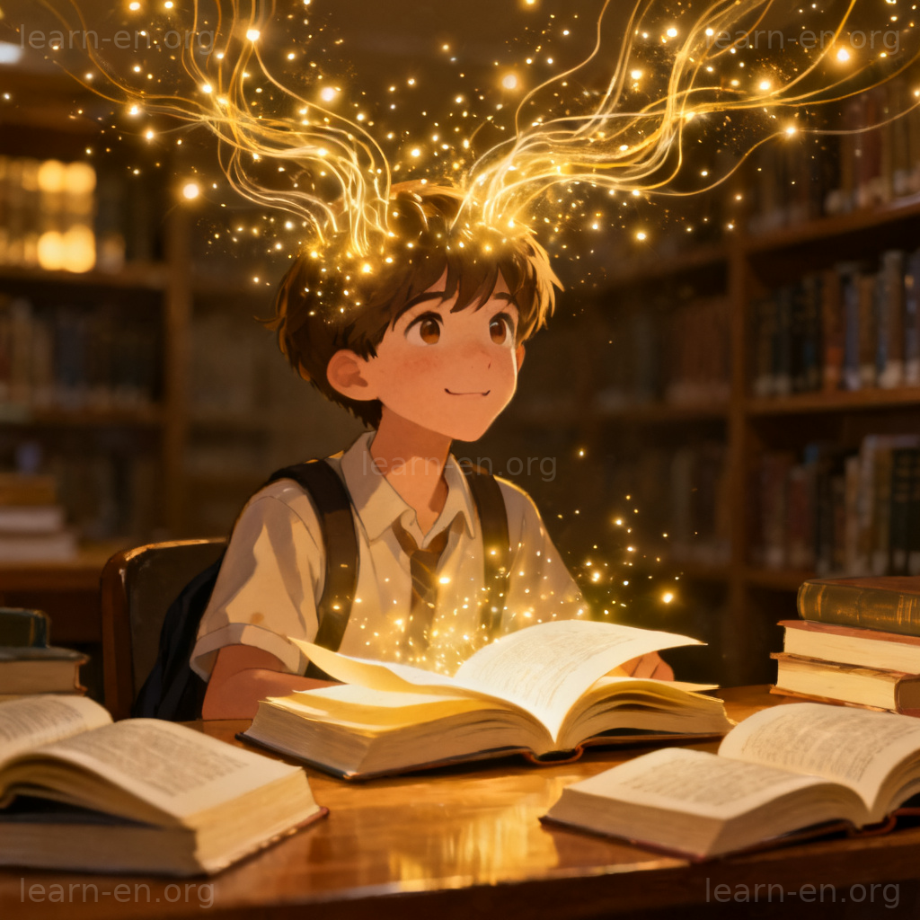 Student absorbing knowledge like a sponge, depicting a quick learner.