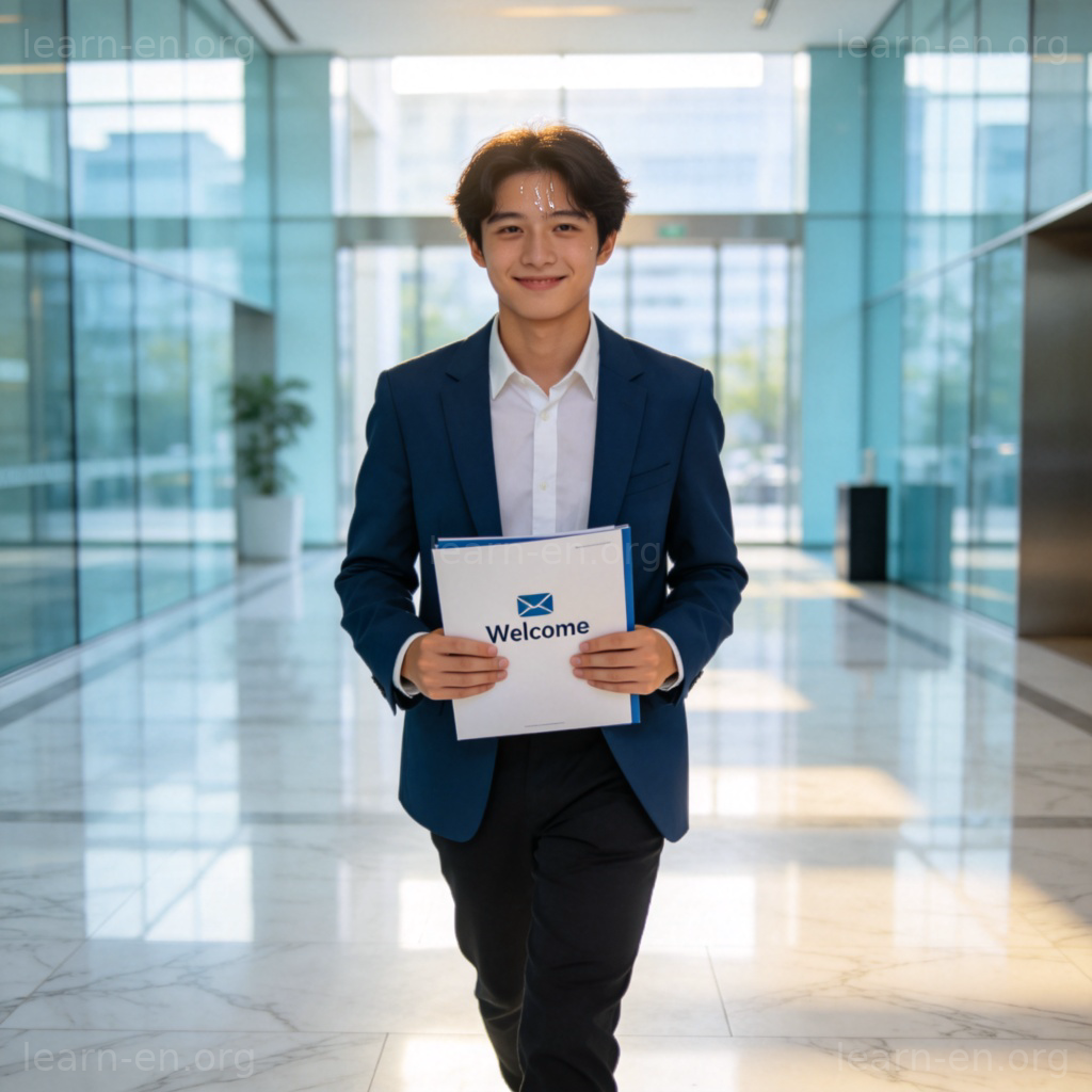 Starting a job 图解：职场新人第一天步入办公室的场景