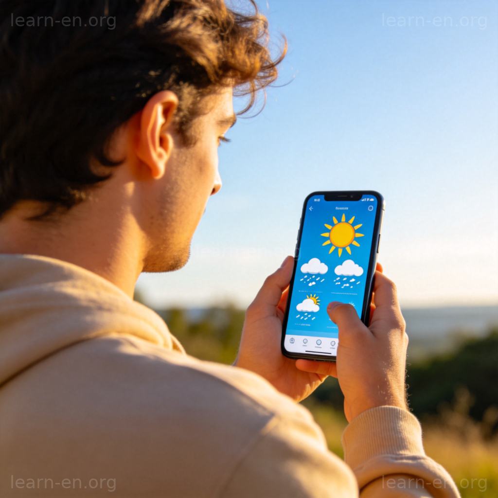 Stay updated with weather forecasts and warnings 场景图解：户外查看天气应用