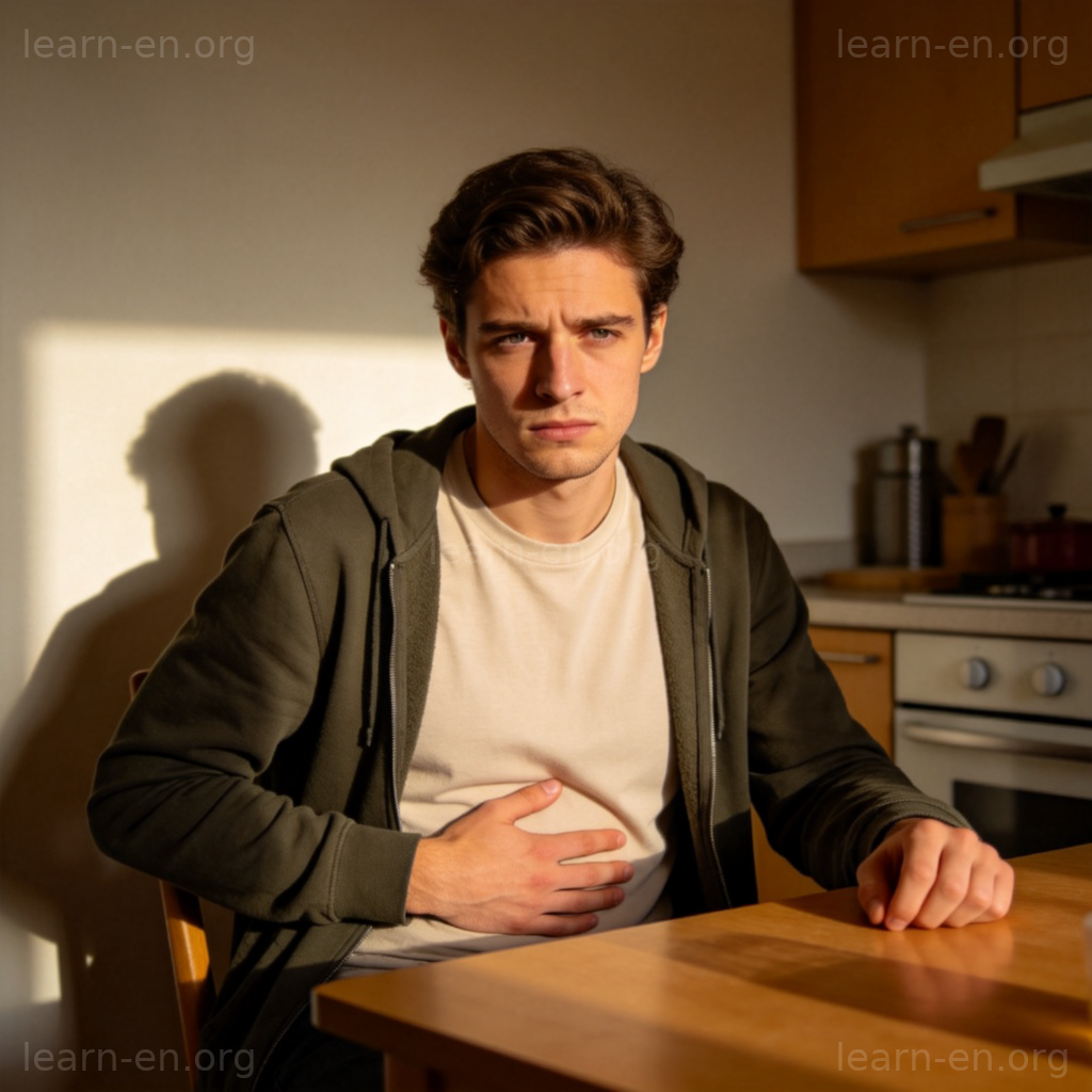 stomach 胃部含义图解：手抚腹部示意不适