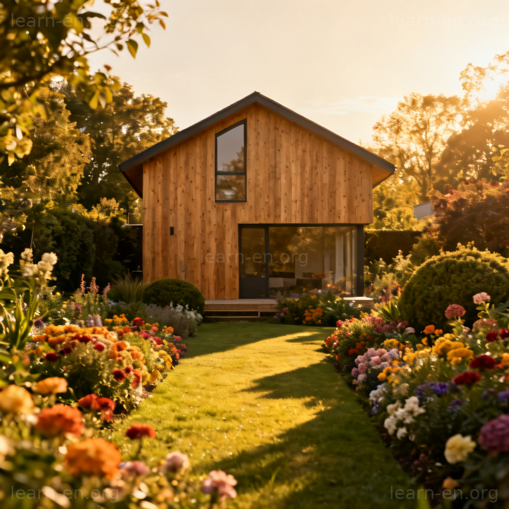 Surround meaning shown by a house nestled within and embraced by a garden.