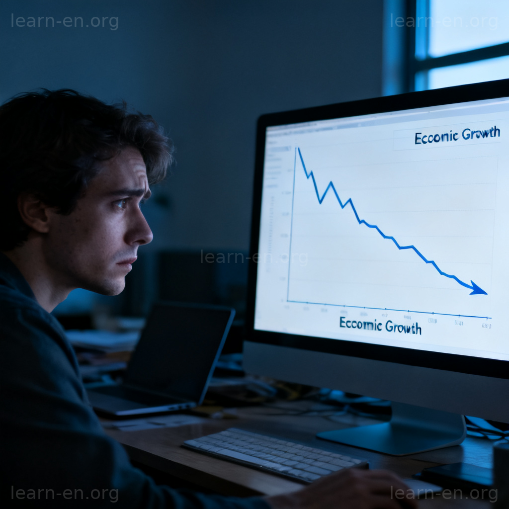 Symptom as early sign: person analyzing a sharp economic downturn on a graph.