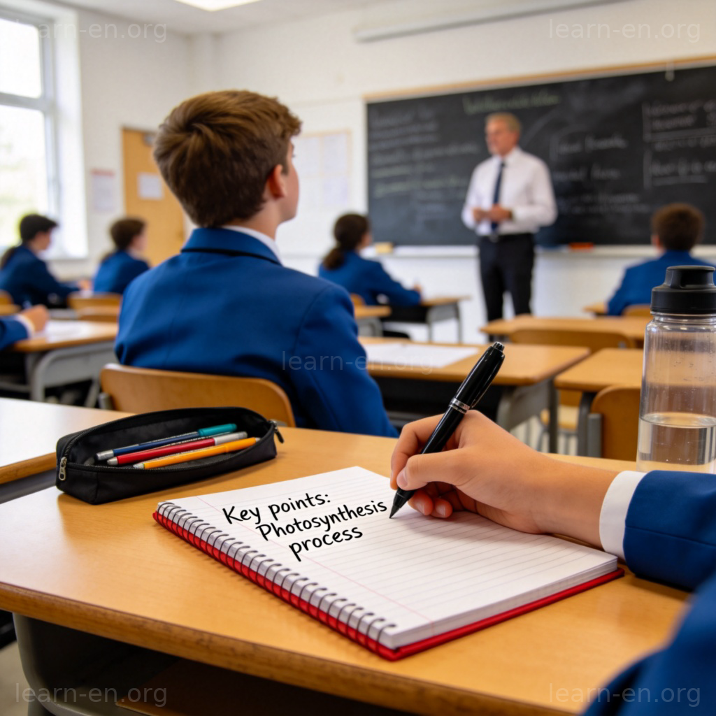 Take Notes 图解：学生在课堂上用笔记本记录要点