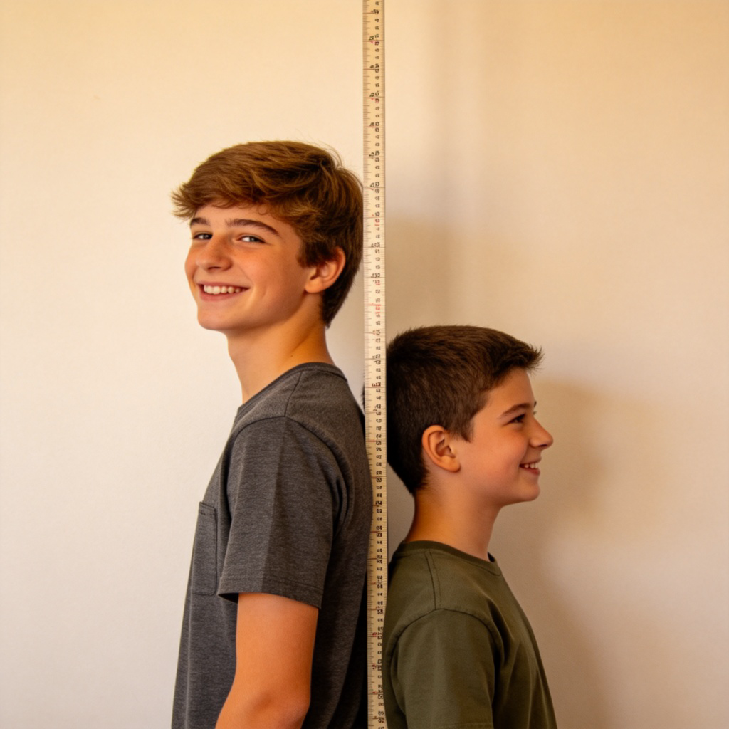 tall 含义图解：青少年身高对比测量场景