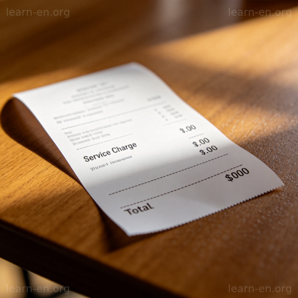 Restaurant receipt showing service charge line