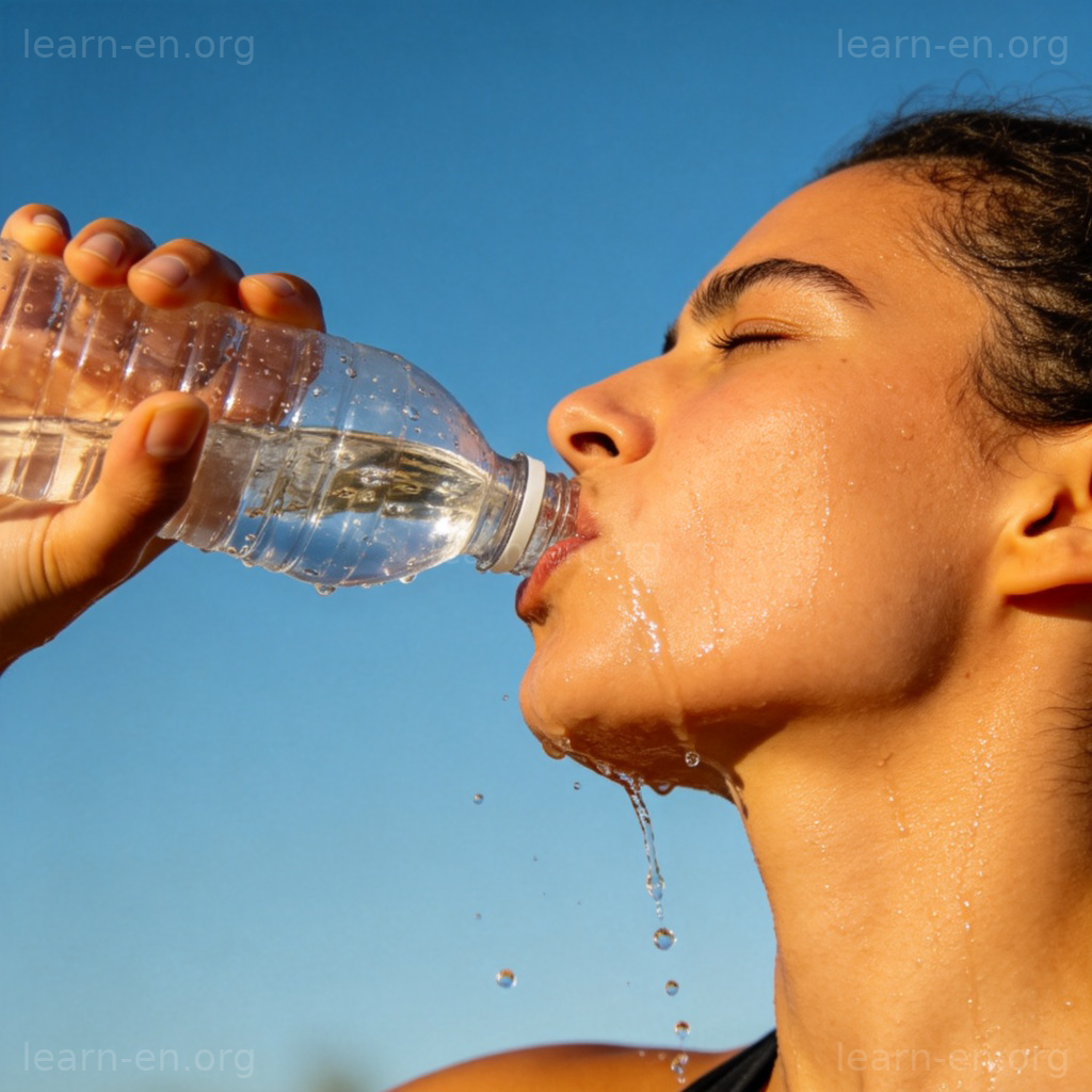 thirst 图解：运动后口渴的人喝水解渴的场景