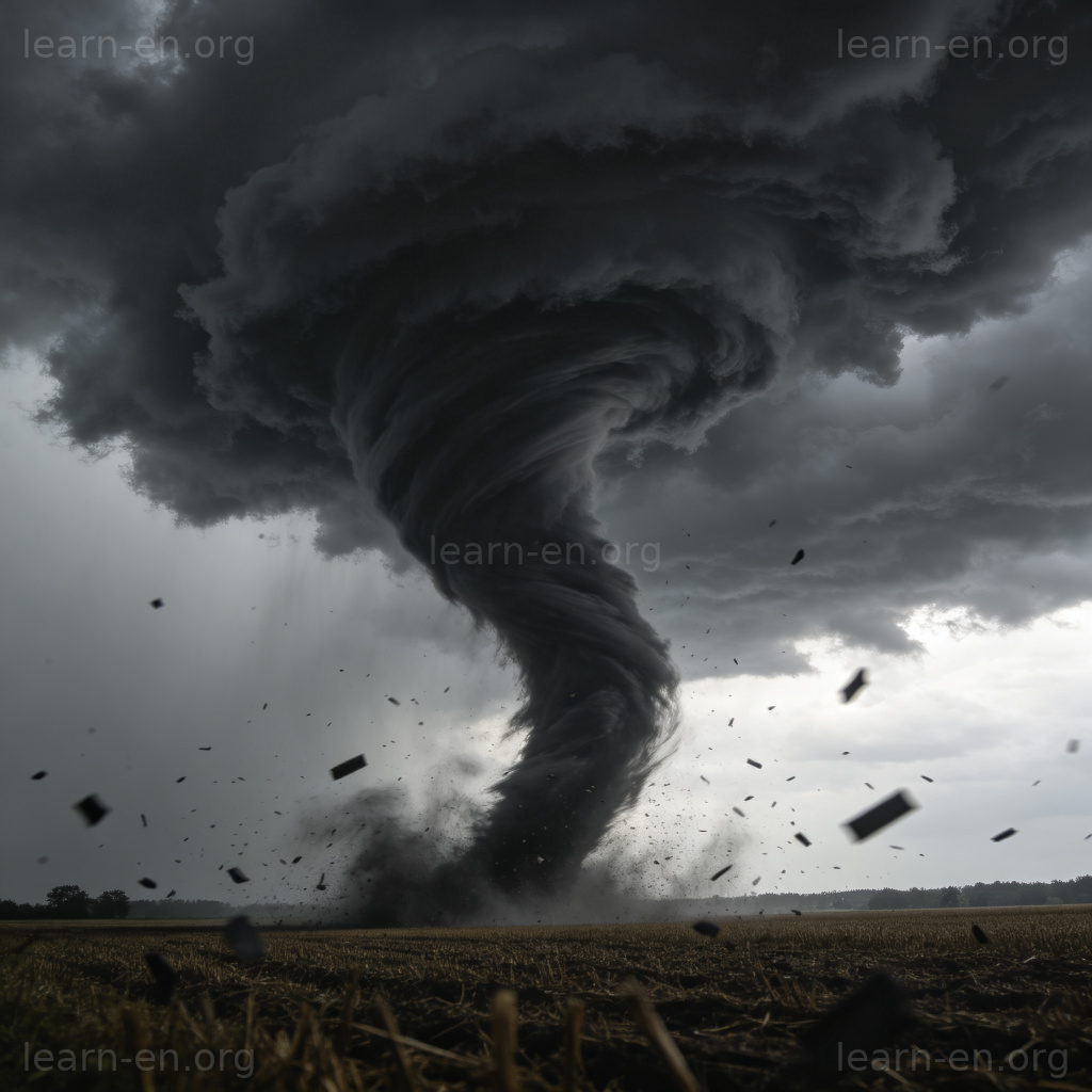 Tornado 龙卷风图解：从雷雨云延伸至地面的巨大旋转漏斗云