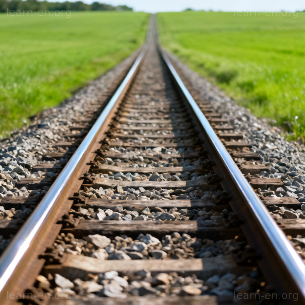 Track explained: close-up of steel railway tracks, defining the rail line meaning.