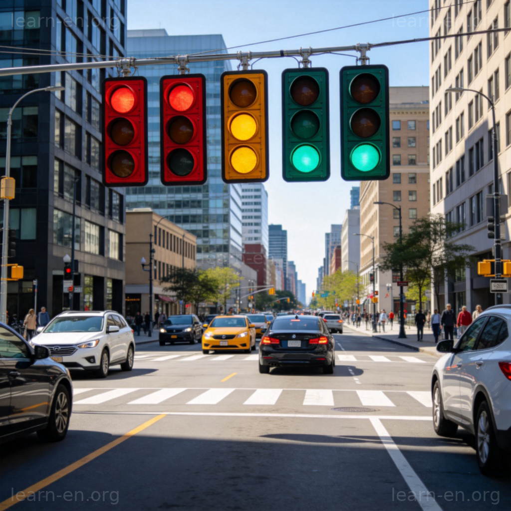 Traffic Lights 交通信号灯图解：城市十字路口红黄绿灯