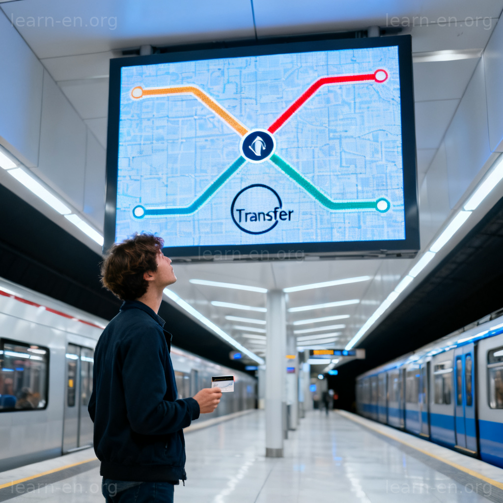 Subway station transfer point diagram for changing transport