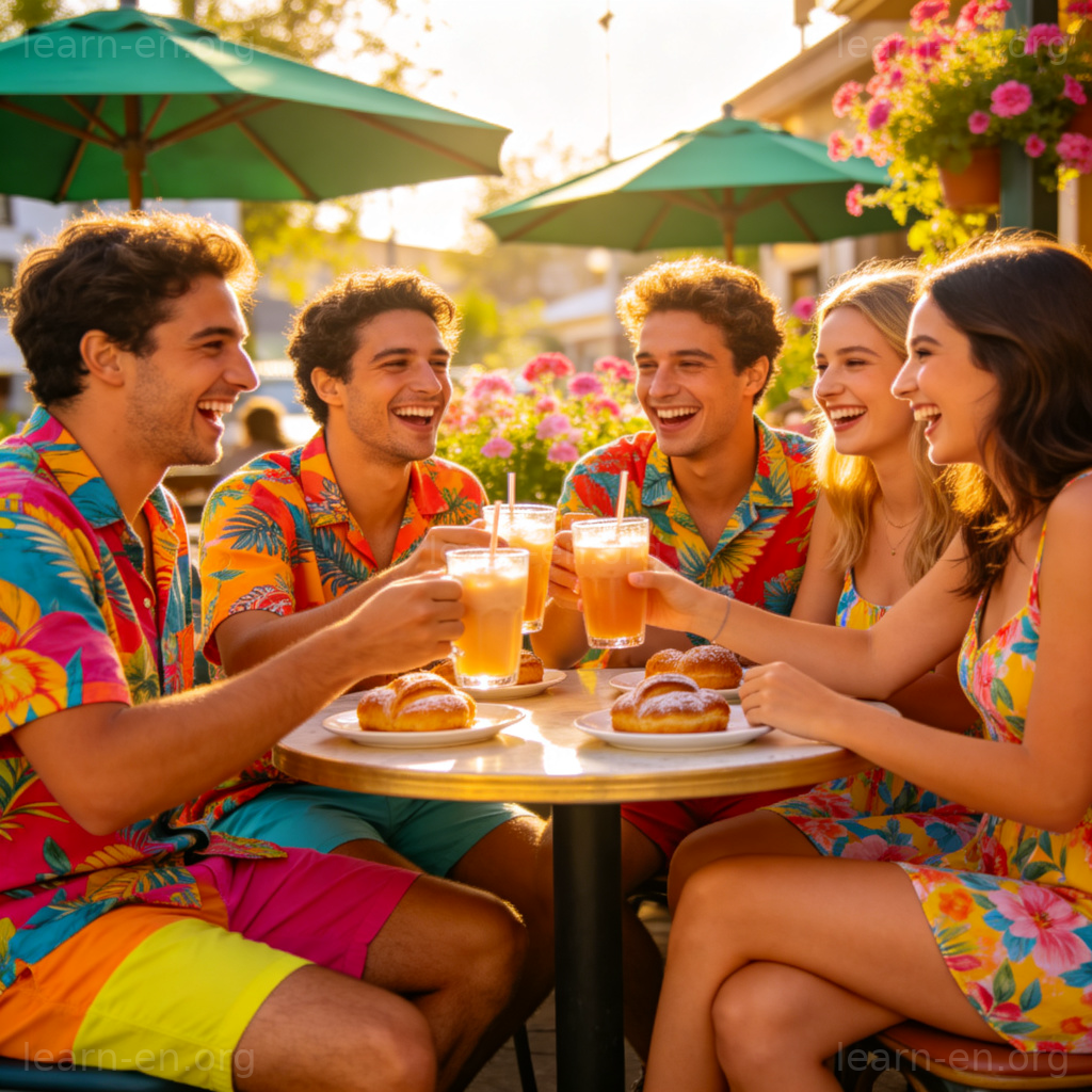 trending 流行含义图解：朋友在咖啡馆穿着相似流行服饰