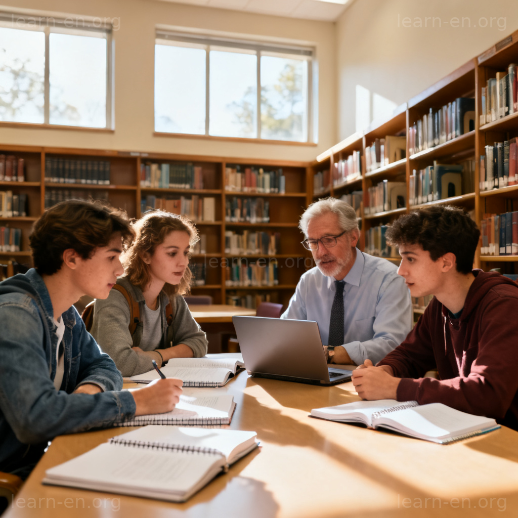 Tutorial meaning: a small academic class with students and teacher in discussion.