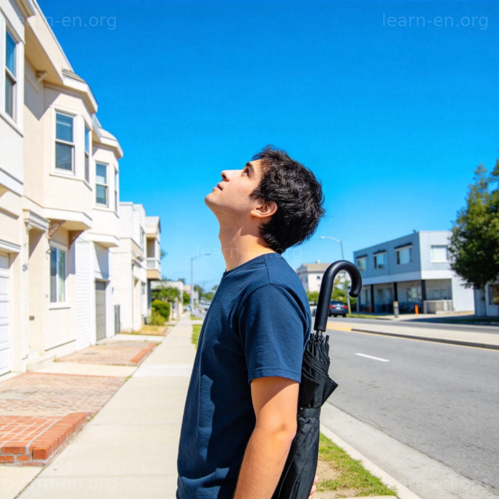 unlikely 含义图解：晴天带伞，表示事情不太可能发生