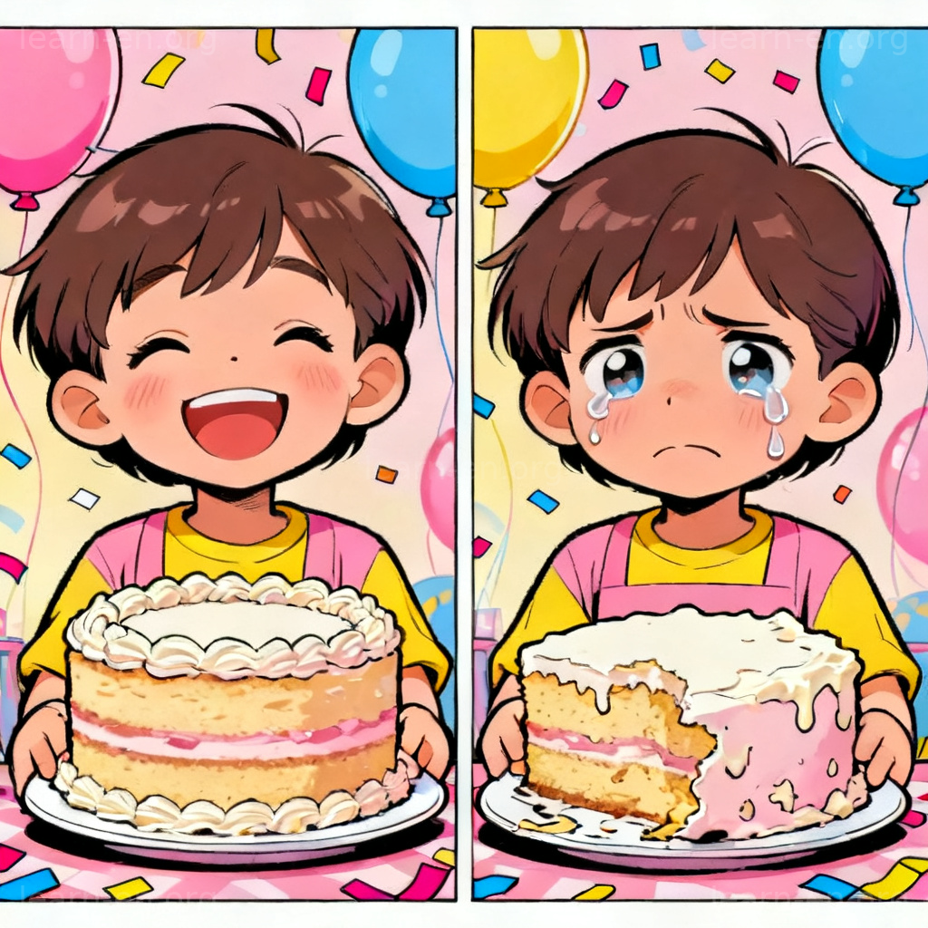 Unpredictable child moods at birthday party comic strip