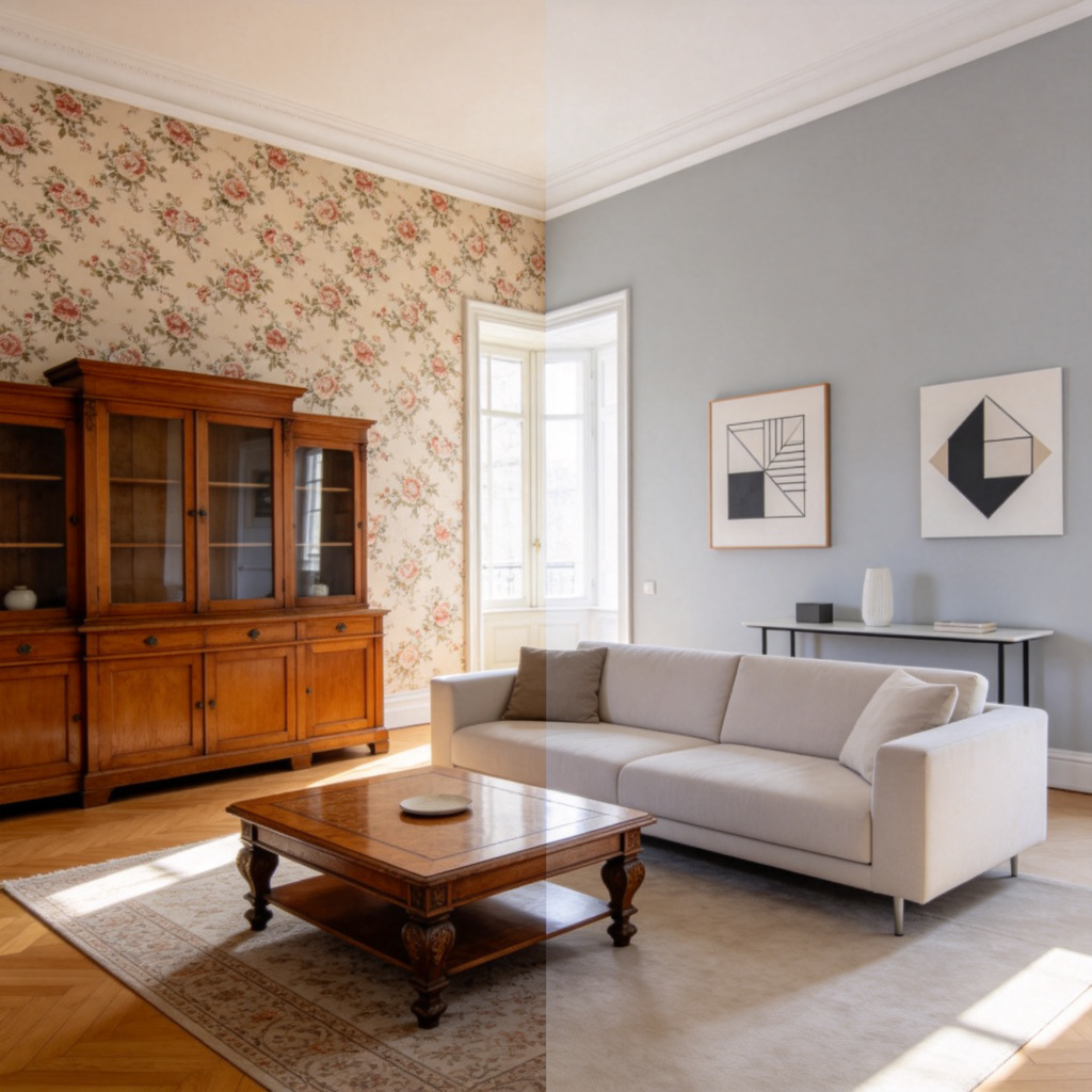 update 现代化含义图解：新旧客厅对比展示翻新效果