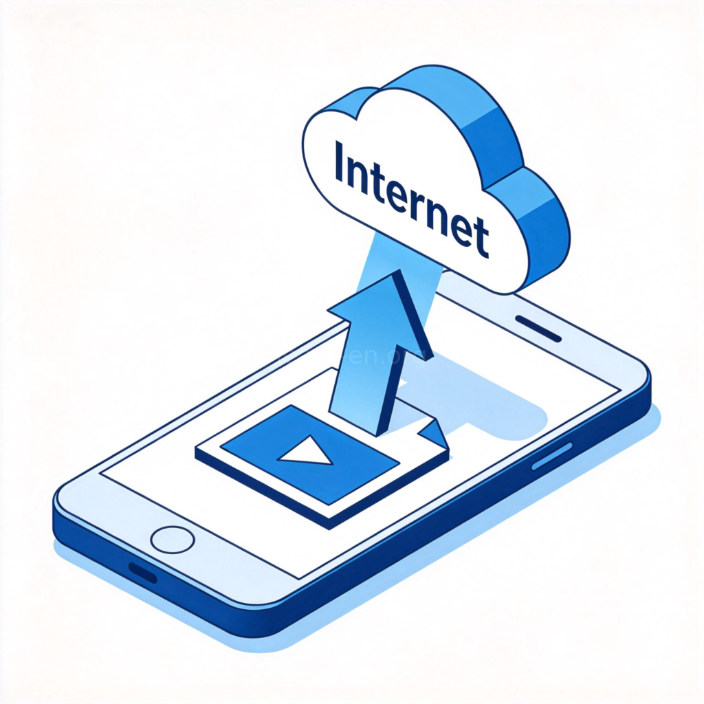 Upload video icon with upward arrow to cloud