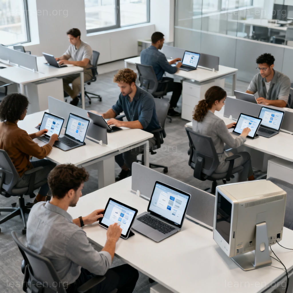 Uptake adoption rate: office workers using new technology devices