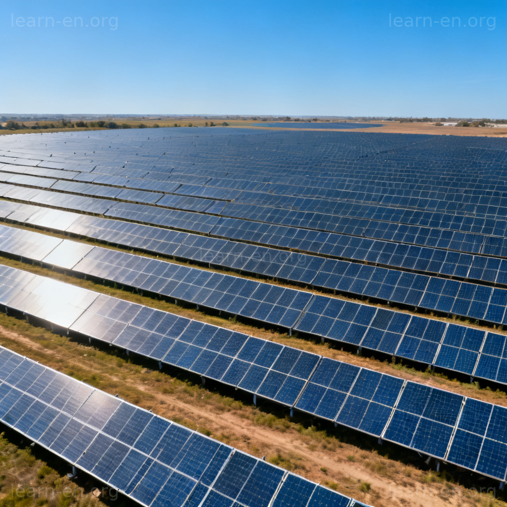 Utilization illustrated by an efficient solar farm converting sunlight into clean energy.