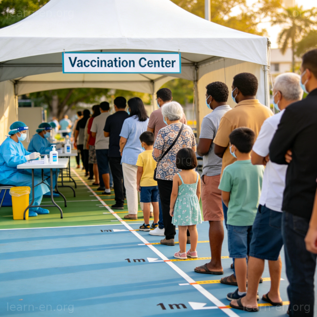 Foule diverse pour vaccination collective